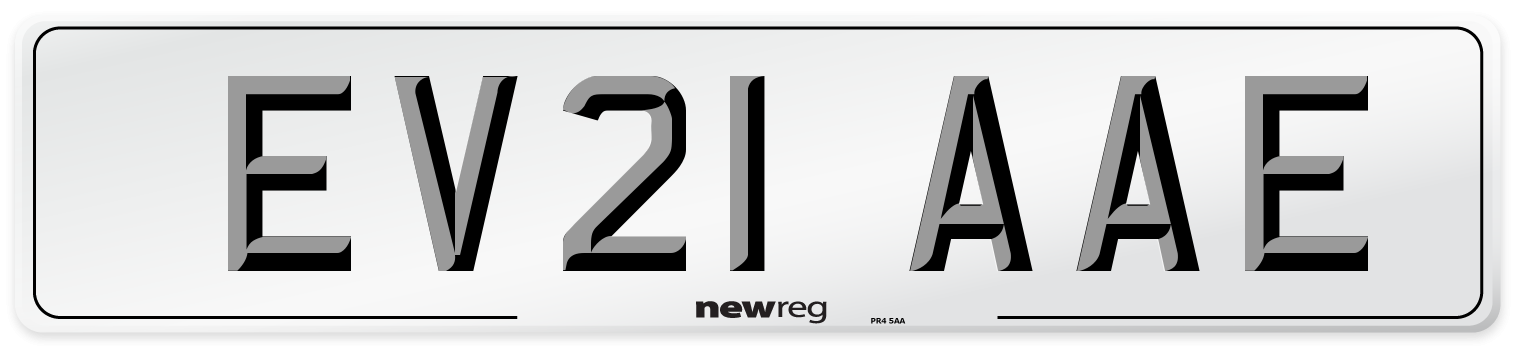 EV21 AAE Number Plate from New Reg